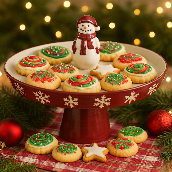 St. Nicholas Square Yuletide Collection Snowman Pedestal Tray Vintage Y2K Xmas - Picture 1 of 9